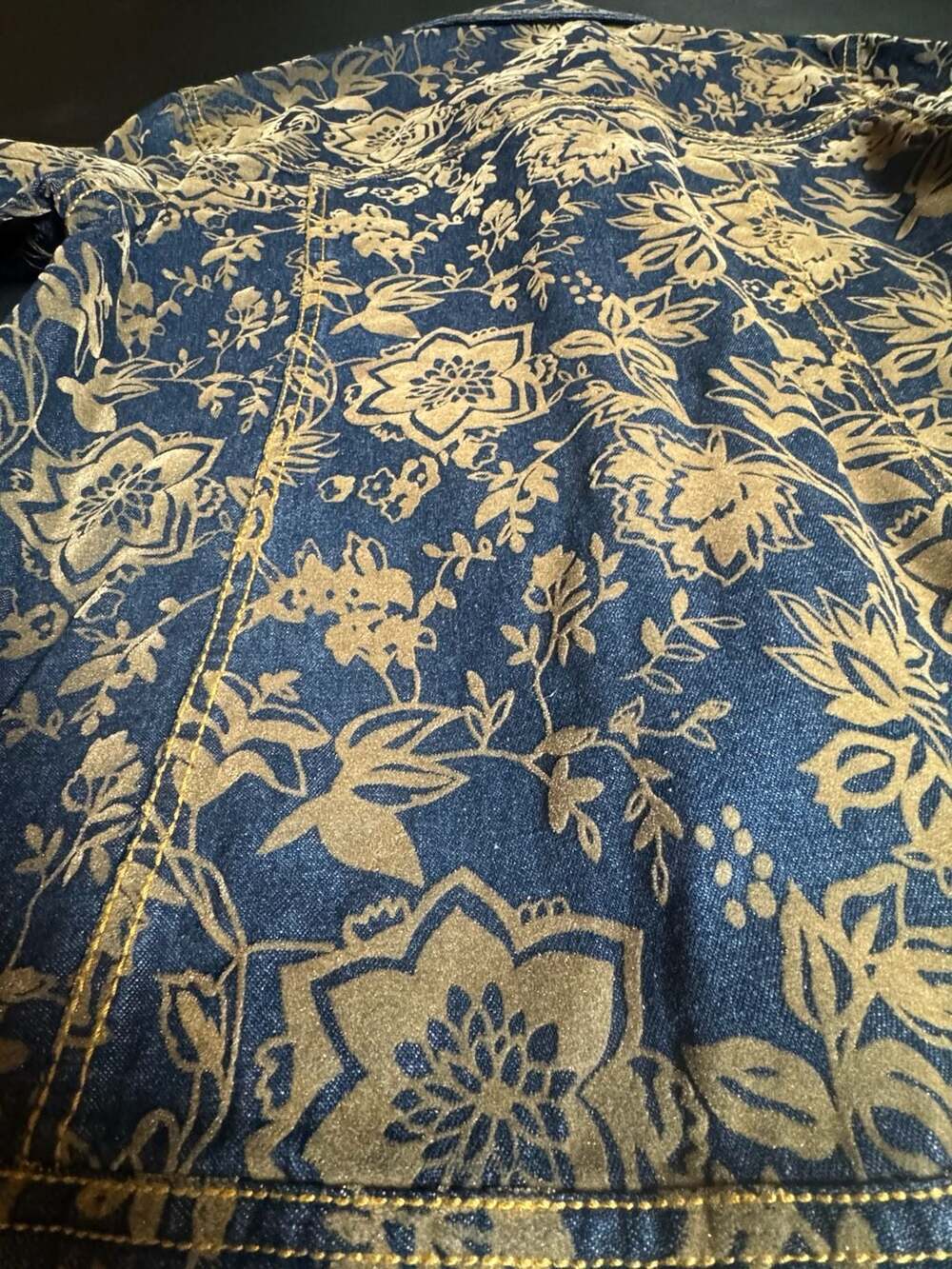 Bill Blass Petite Floral Print Denim Jacket Size PM - Picture 7 of 7